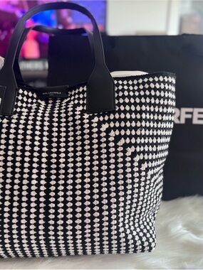 Karl Lagerfeld Black and White Patterned Tote